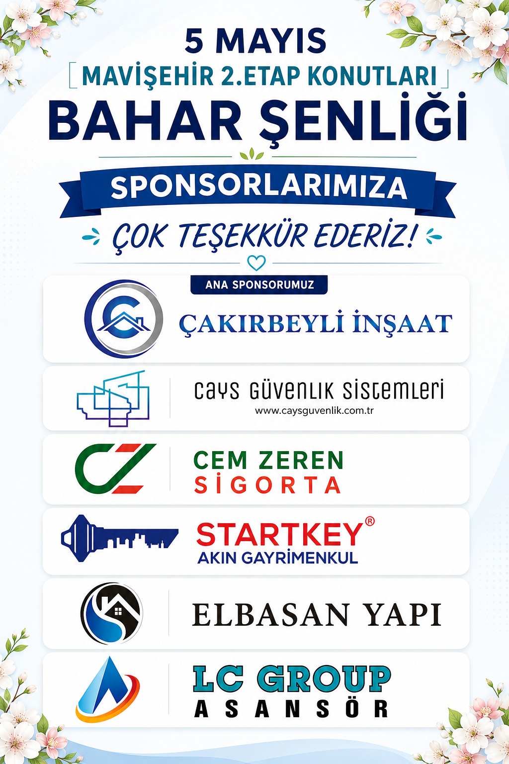 Bahar Şenliği Sponsorlarımıza teşekkür ederiz.